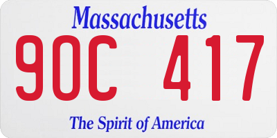 MA license plate 9OC417