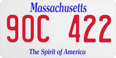 MA license plate 9OC422
