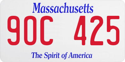 MA license plate 9OC425