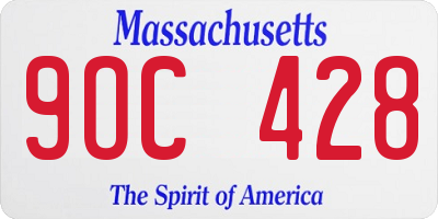 MA license plate 9OC428