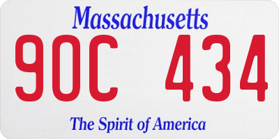 MA license plate 9OC434