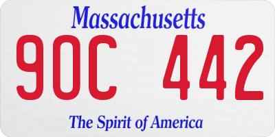 MA license plate 9OC442