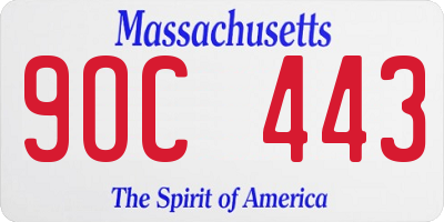 MA license plate 9OC443