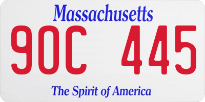 MA license plate 9OC445