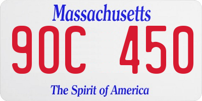 MA license plate 9OC450