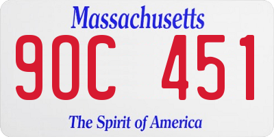 MA license plate 9OC451