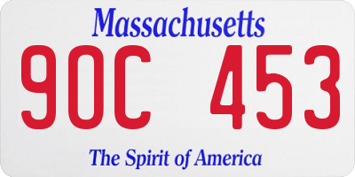 MA license plate 9OC453