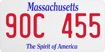 MA license plate 9OC455