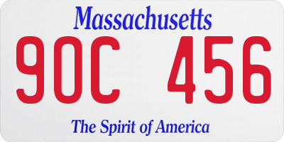 MA license plate 9OC456