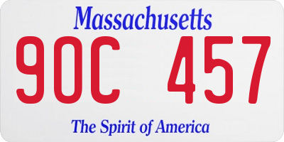 MA license plate 9OC457