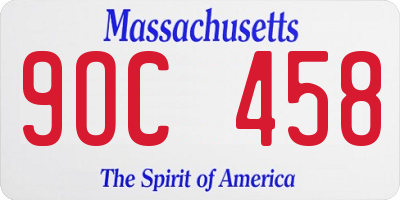 MA license plate 9OC458