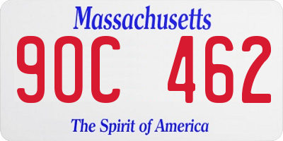 MA license plate 9OC462
