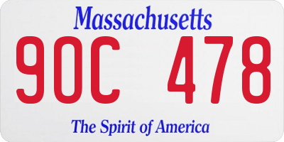 MA license plate 9OC478