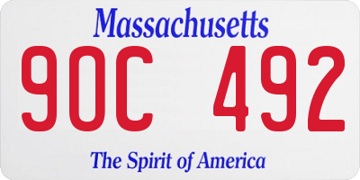 MA license plate 9OC492
