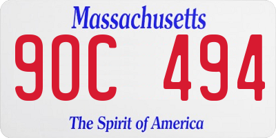 MA license plate 9OC494