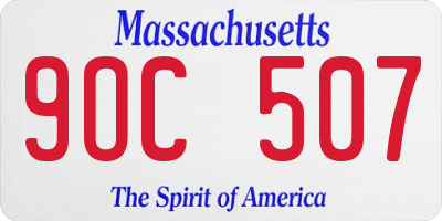 MA license plate 9OC507