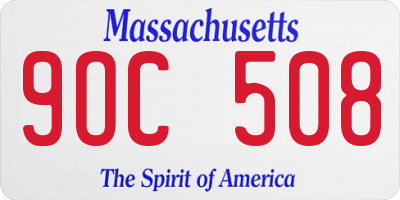 MA license plate 9OC508