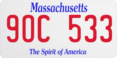 MA license plate 9OC533
