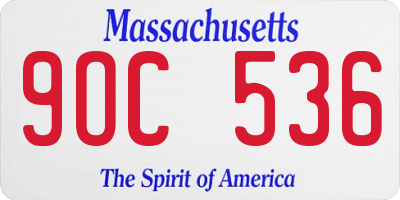 MA license plate 9OC536