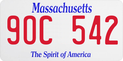 MA license plate 9OC542