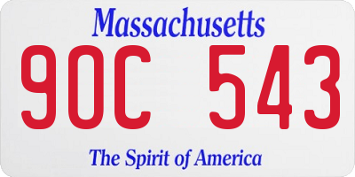 MA license plate 9OC543