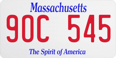 MA license plate 9OC545