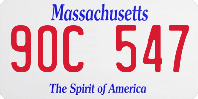 MA license plate 9OC547