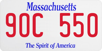 MA license plate 9OC550