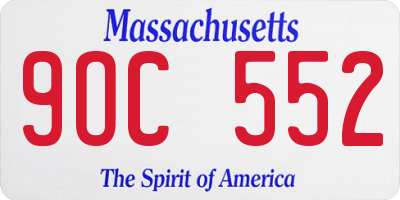 MA license plate 9OC552