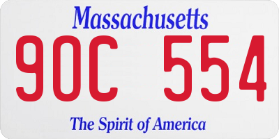 MA license plate 9OC554