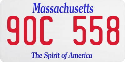 MA license plate 9OC558