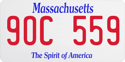 MA license plate 9OC559