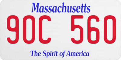 MA license plate 9OC560