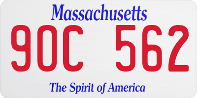 MA license plate 9OC562