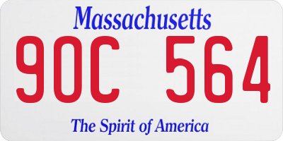 MA license plate 9OC564
