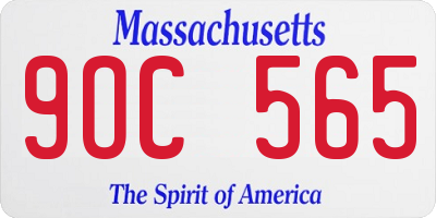 MA license plate 9OC565