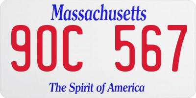 MA license plate 9OC567