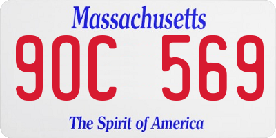 MA license plate 9OC569