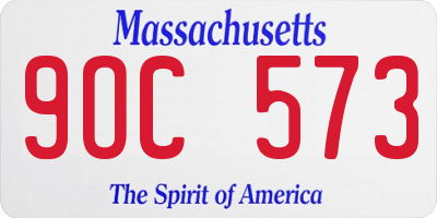 MA license plate 9OC573