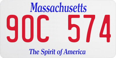 MA license plate 9OC574