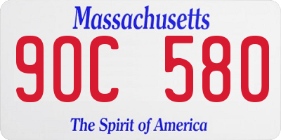 MA license plate 9OC580