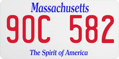 MA license plate 9OC582