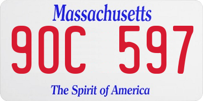 MA license plate 9OC597