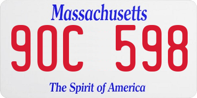 MA license plate 9OC598