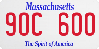 MA license plate 9OC600