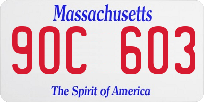 MA license plate 9OC603