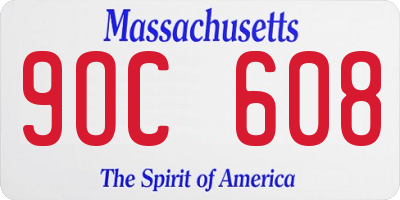 MA license plate 9OC608