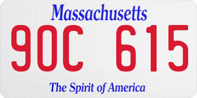 MA license plate 9OC615