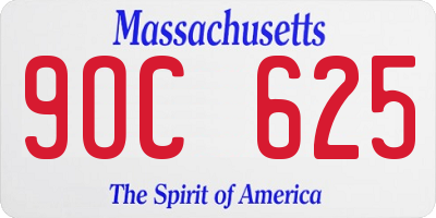 MA license plate 9OC625