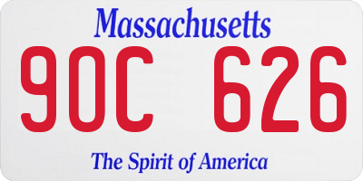 MA license plate 9OC626